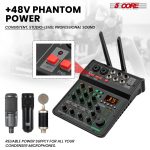 5 Core Audio Mixer Sound Board 4 Channel XLR Stereo Receiver w Bluetooth USB Microphone PA Karaoke Music Podcast Mixing Soundboard Mini Mezcladora Para DJ - MX 4CH 2MIC GLD - Image 2
