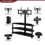 Black Multi-function TV Stand Height Adjustable Bracket Swivel 3-Tier - Image 4