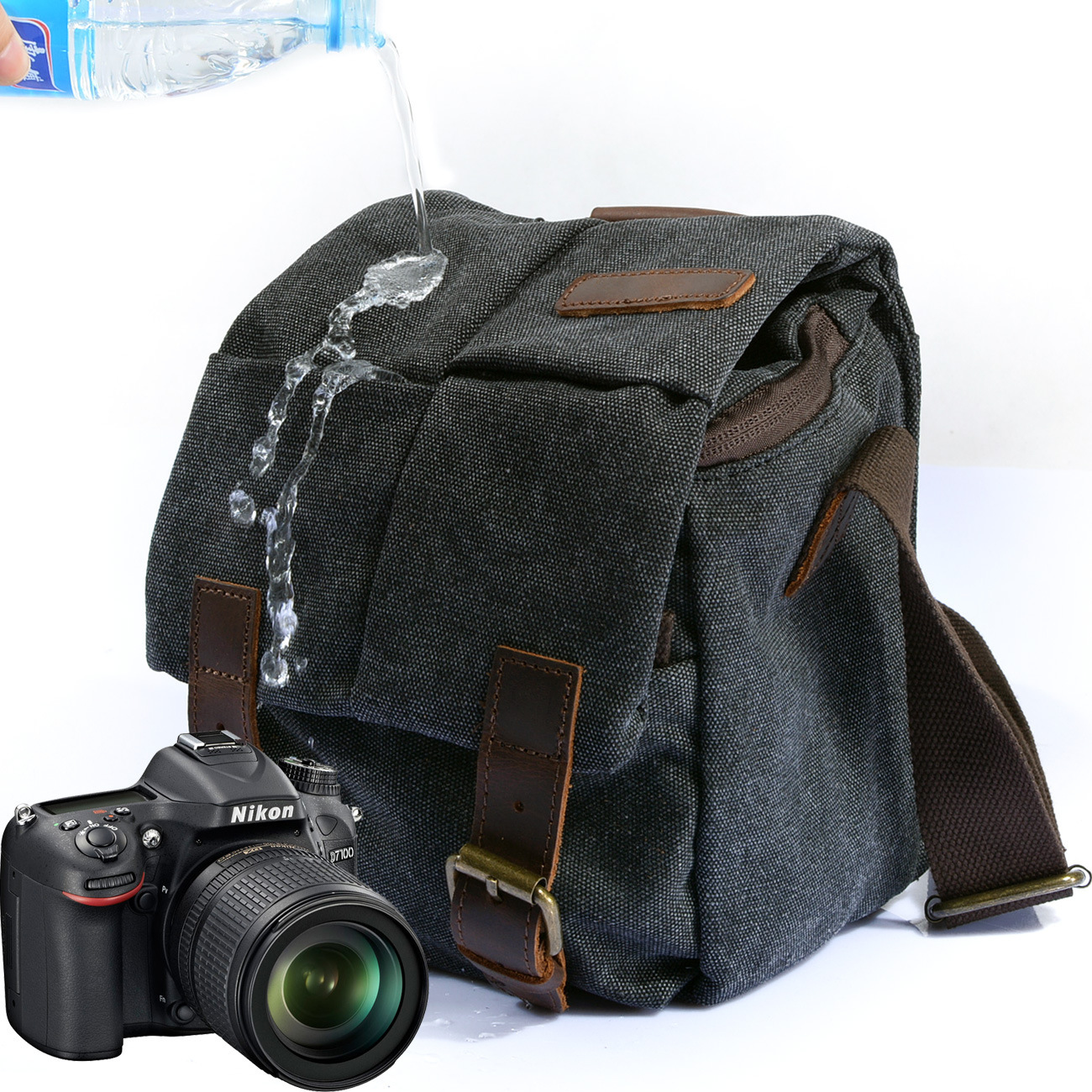 676151428407.jpg One-shoulder retro camera bag waterproof camera bag - Image 1