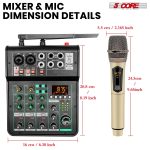5 Core Audio Mixer Sound Board 4 Channel XLR Stereo Receiver w Bluetooth USB Microphone PA Karaoke Music Podcast Mixing Soundboard Mini Mezcladora Para DJ - MX 4CH 2MIC GLD - Image 9