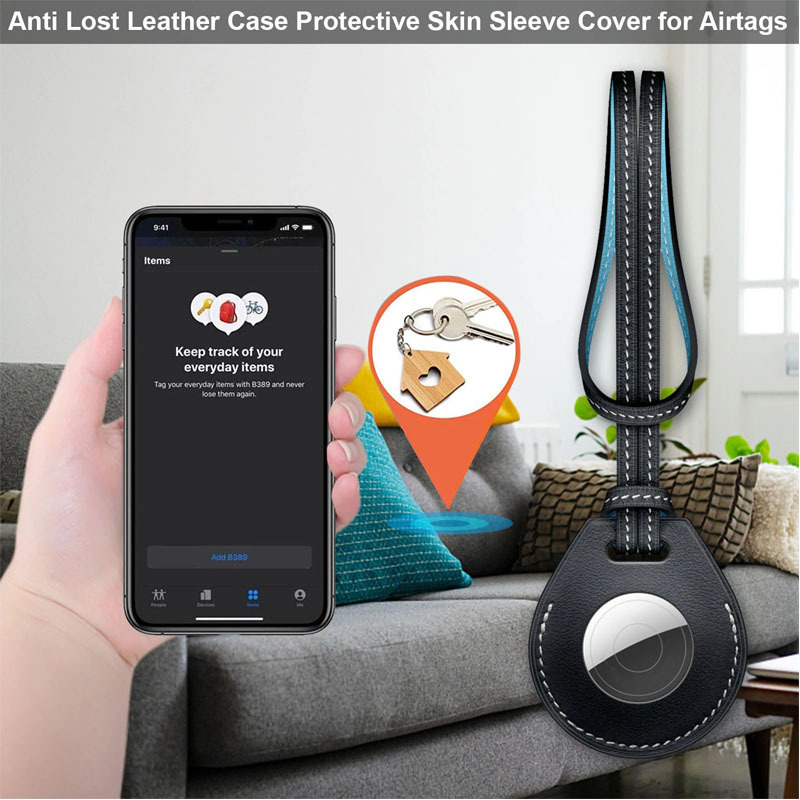 6b2163b1-c9d1-4b5e-9edc-882a164c2b44.jpg Luxury Sling PU Protective Cover For Apple AirTag Shockproof Keychain Scratch Resistant Cover Protective Gift Locator Keychain - Image 1