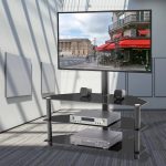 Black Multi-function TV Stand Height Adjustable Bracket Swivel 3-Tier - Image 2