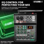 5 Core Audio Mixer Sound Board 4 Channel XLR Stereo Receiver w Bluetooth USB Microphone PA Karaoke Music Podcast Mixing Soundboard Mini Mezcladora Para DJ - MX 4CH 2MIC GLD - Image 7