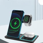 Three-in-one Wireless Charger Electrical Foldable Double Wire Ambience Light Mobile Phone Wireless Charger Wireless Charger - Image 7