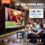 Projector Screen With Stand 150inch Portable Movie Screen 16:9 4K HD Wide Angle Outdoor Projector Screen Stand Easy Assembly With Storage Bag For Home Theater Office Outdoor Use - Image 2