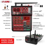 5 Core Audio Mixer Sound Board 4 Channel XLR Stereo Receiver w Bluetooth USB Microphone PA Karaoke Music Podcast Mixing Soundboard Mini Mezcladora Para DJ - MX 4CH 2MIC GLD - Image 4