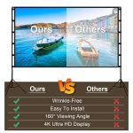 100inch/120inch Options Projector Screen With Stand 16:9 4K HD Rear Front Wrinkle-Free Portable And Foldable Movie Screen With Carry Bag For Indoor Outdoor Home Theater Backyard Cinema - Image 2